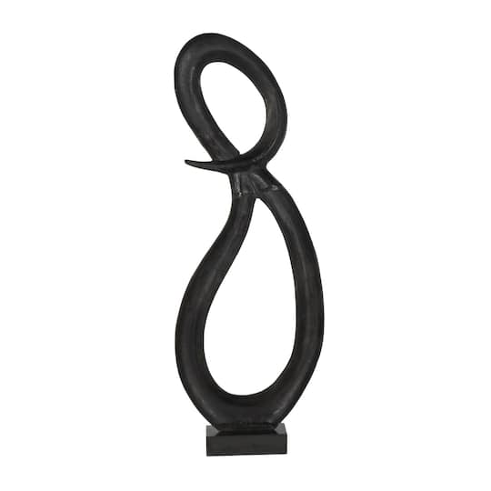 22.25" Black Aluminum Abstract Looped Floor Sculpture with Marble Base